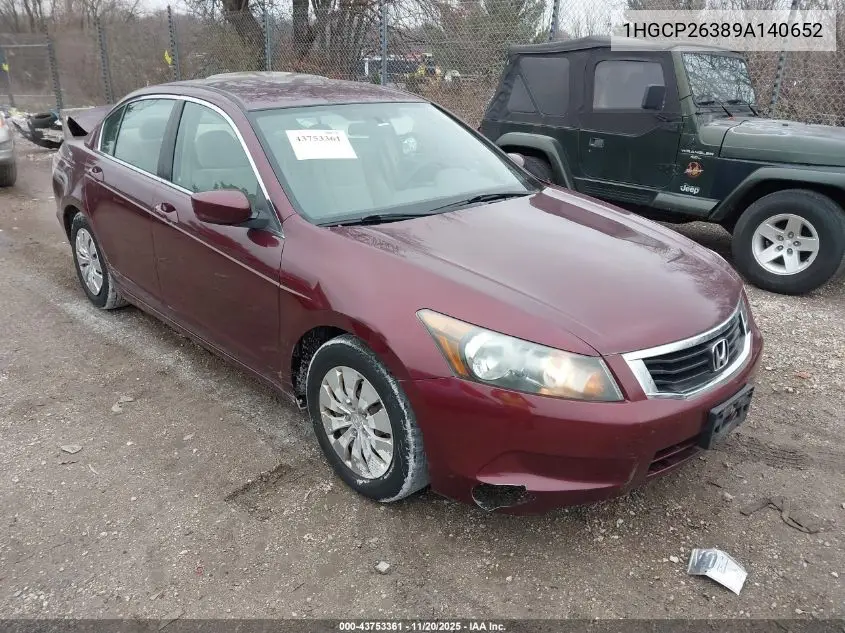 1HGCP26389A140652 2009 Honda Accord 2.4 Lx