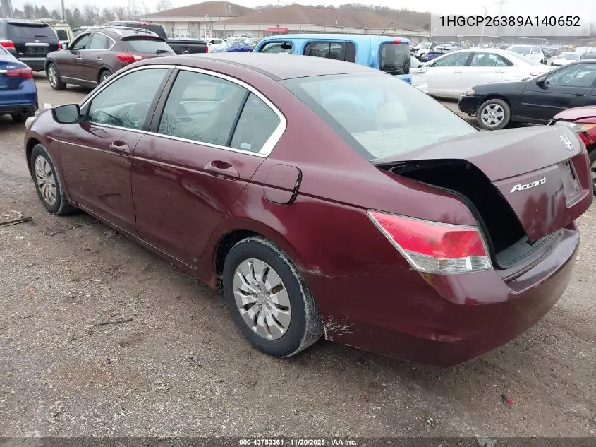1HGCP26389A140652 2009 Honda Accord 2.4 Lx