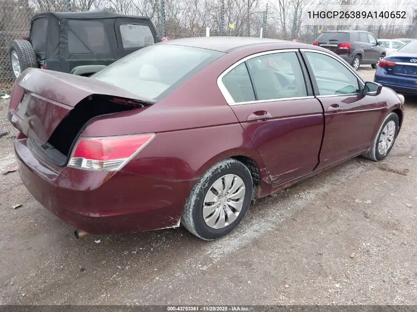 1HGCP26389A140652 2009 Honda Accord 2.4 Lx