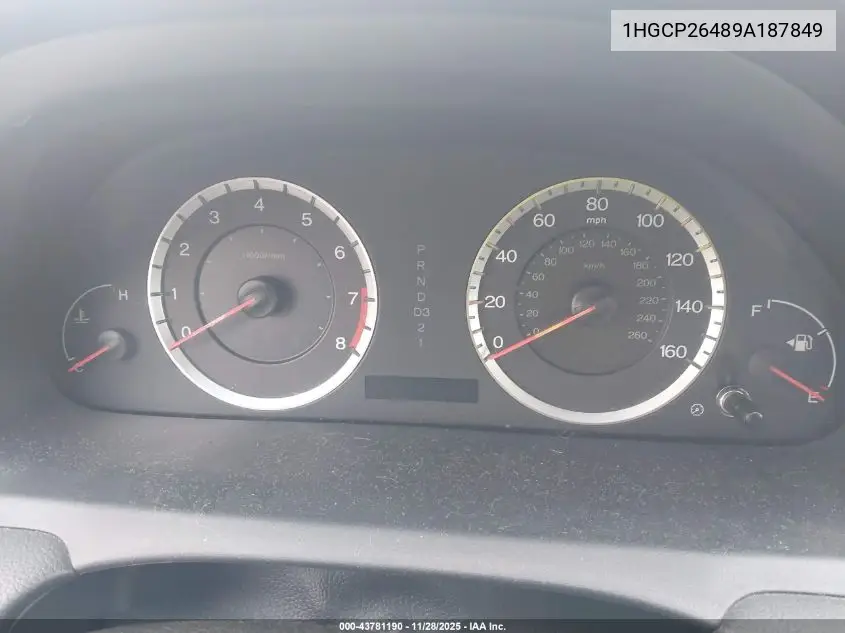 1HGCP26489A187849 2009 Honda Accord 2.4 Lx-P