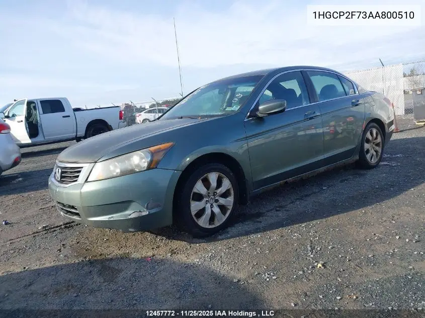 1HGCP2F73AA800510 2010 Honda Accord Ex