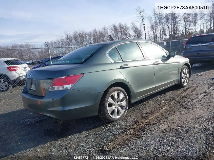 1HGCP2F73AA800510 2010 Honda Accord Ex