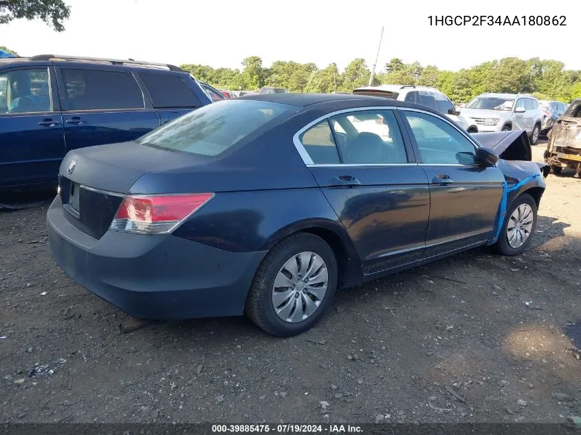 2010 Honda Accord 2.4 Lx VIN: 1HGCP2F34AA180862 Lot: 39885475