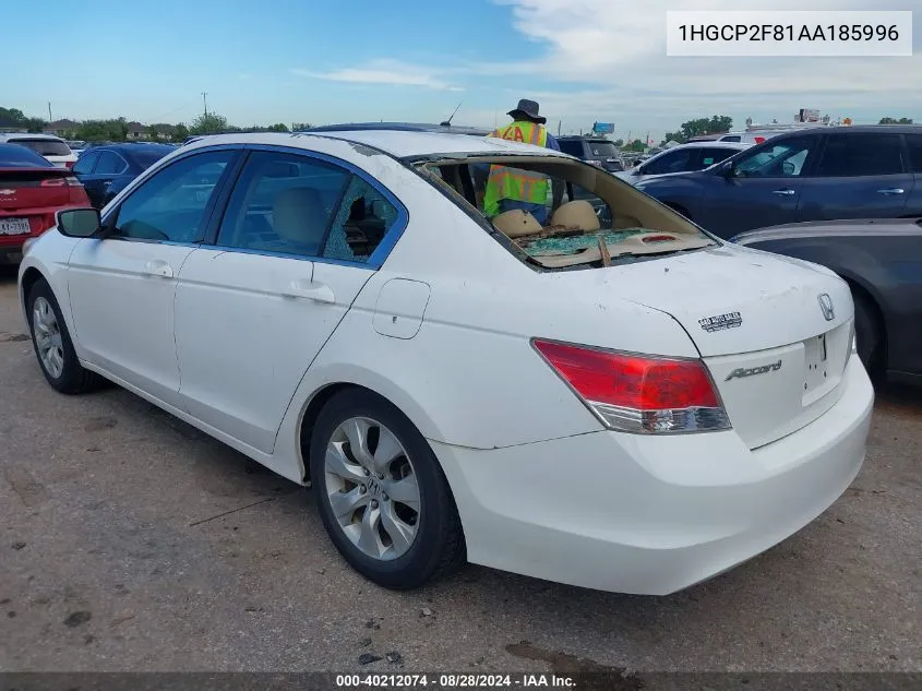 2010 Honda Accord Sdn 2.4 Ex-L/Ex-L VIN: 1HGCP2F81AA185996 Lot: 40212074