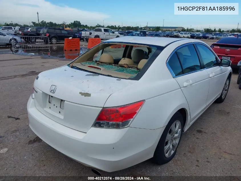 2010 Honda Accord Sdn 2.4 Ex-L/Ex-L VIN: 1HGCP2F81AA185996 Lot: 40212074