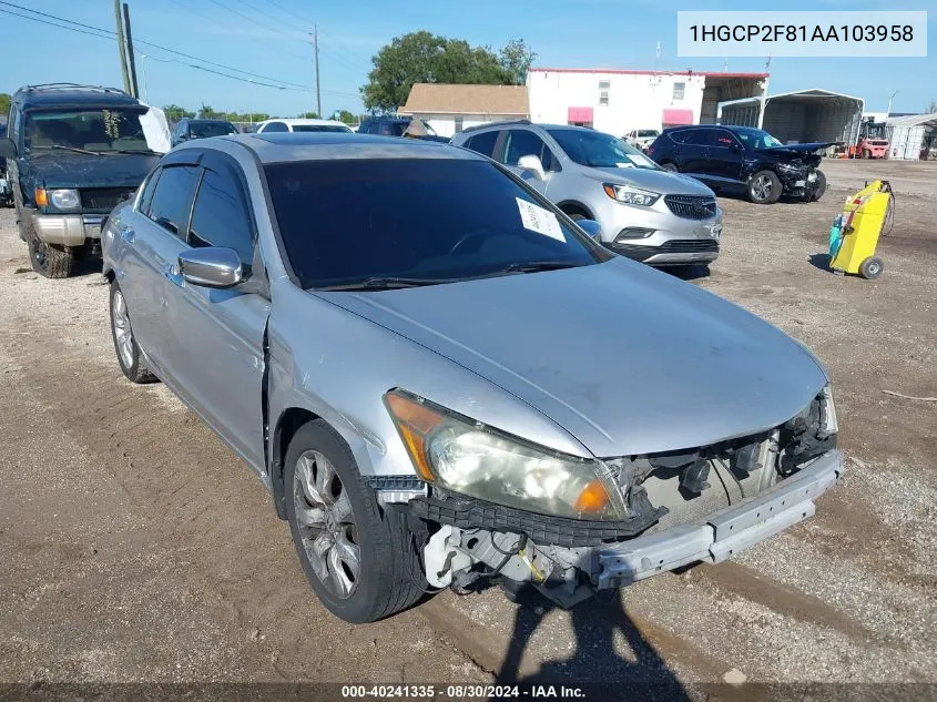 2010 Honda Accord Sdn 2.4 Ex-L/Ex-L VIN: 1HGCP2F81AA103958 Lot: 40241335