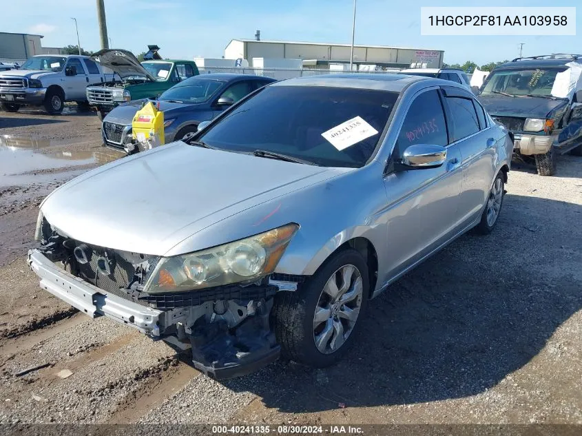 2010 Honda Accord Sdn 2.4 Ex-L/Ex-L VIN: 1HGCP2F81AA103958 Lot: 40241335