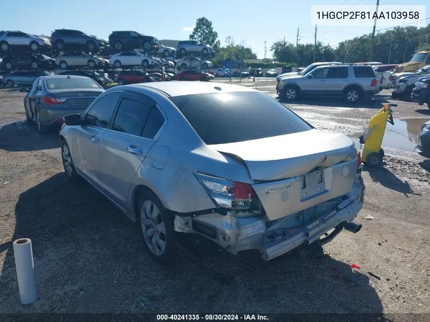 2010 Honda Accord Sdn 2.4 Ex-L/Ex-L VIN: 1HGCP2F81AA103958 Lot: 40241335