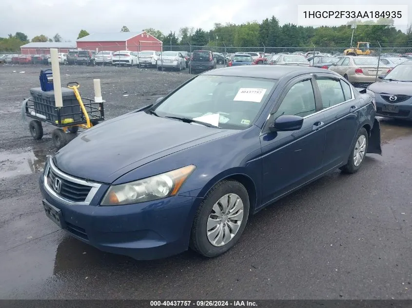 1HGCP2F33AA184935 2010 Honda Accord 2.4 Lx