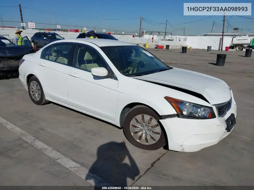1HGCP2F33AA098993 2010 Honda Accord 2.4 Lx