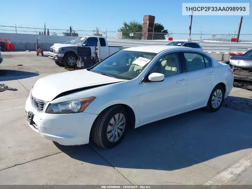 1HGCP2F33AA098993 2010 Honda Accord 2.4 Lx