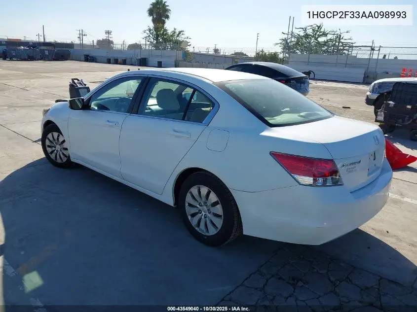 1HGCP2F33AA098993 2010 Honda Accord 2.4 Lx