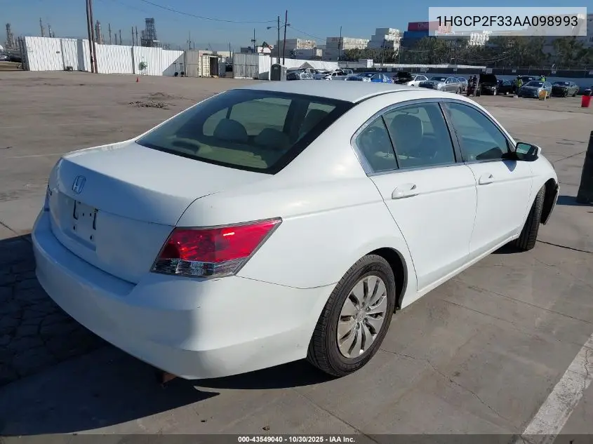 1HGCP2F33AA098993 2010 Honda Accord 2.4 Lx