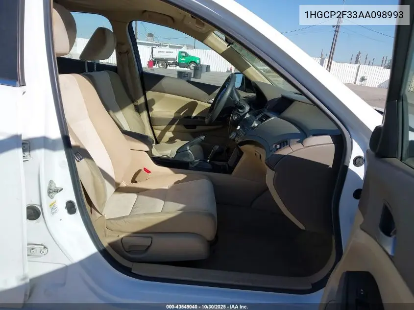 1HGCP2F33AA098993 2010 Honda Accord 2.4 Lx