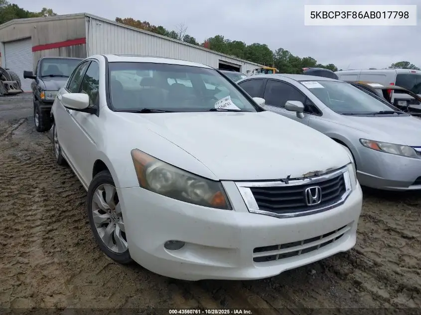 5KBCP3F86AB017798 2010 Honda Accord 3.5 Ex-L