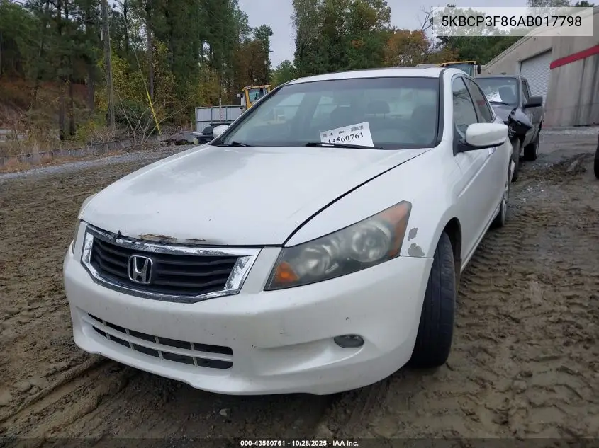 5KBCP3F86AB017798 2010 Honda Accord 3.5 Ex-L
