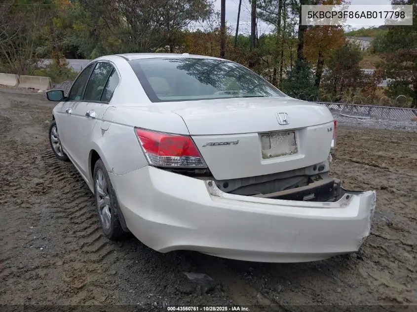 5KBCP3F86AB017798 2010 Honda Accord 3.5 Ex-L