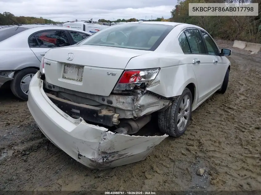 5KBCP3F86AB017798 2010 Honda Accord 3.5 Ex-L