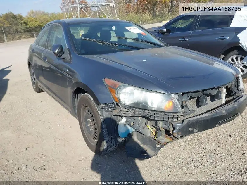 1HGCP2F34AA188735 2010 Honda Accord 2.4 Lx