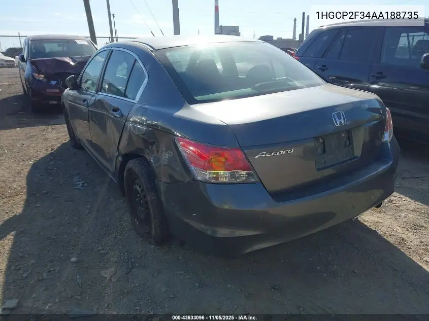 1HGCP2F34AA188735 2010 Honda Accord 2.4 Lx