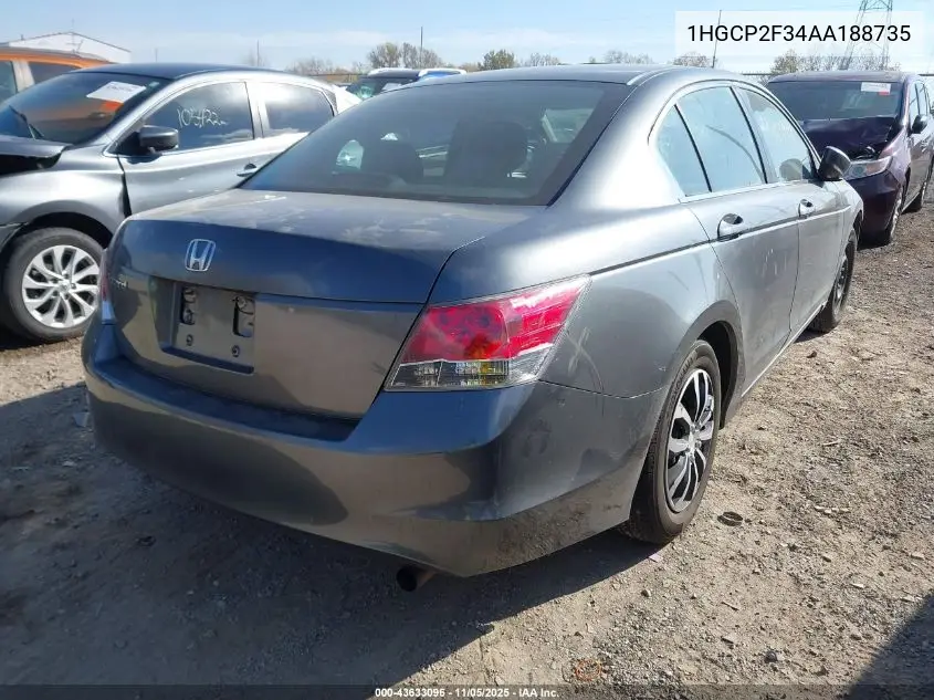 1HGCP2F34AA188735 2010 Honda Accord 2.4 Lx