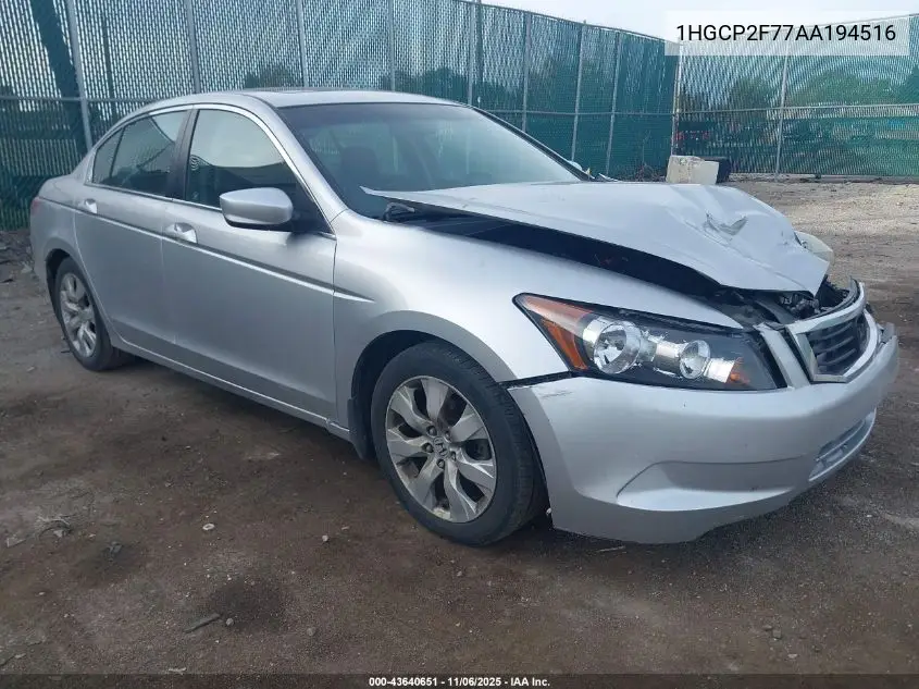 1HGCP2F77AA194516 2010 Honda Accord 2.4 Ex