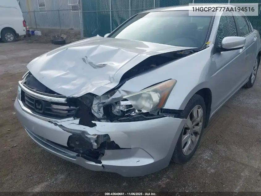 1HGCP2F77AA194516 2010 Honda Accord 2.4 Ex