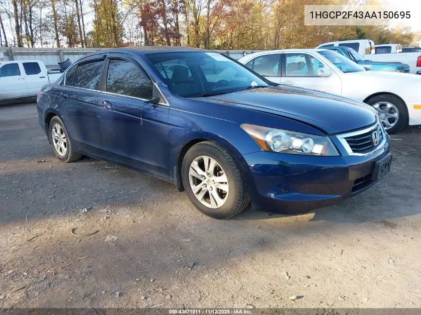 1HGCP2F43AA150695 2010 Honda Accord 2.4 Lx-P