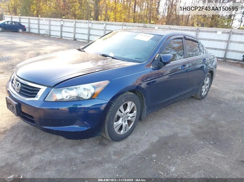 1HGCP2F43AA150695 2010 Honda Accord 2.4 Lx-P