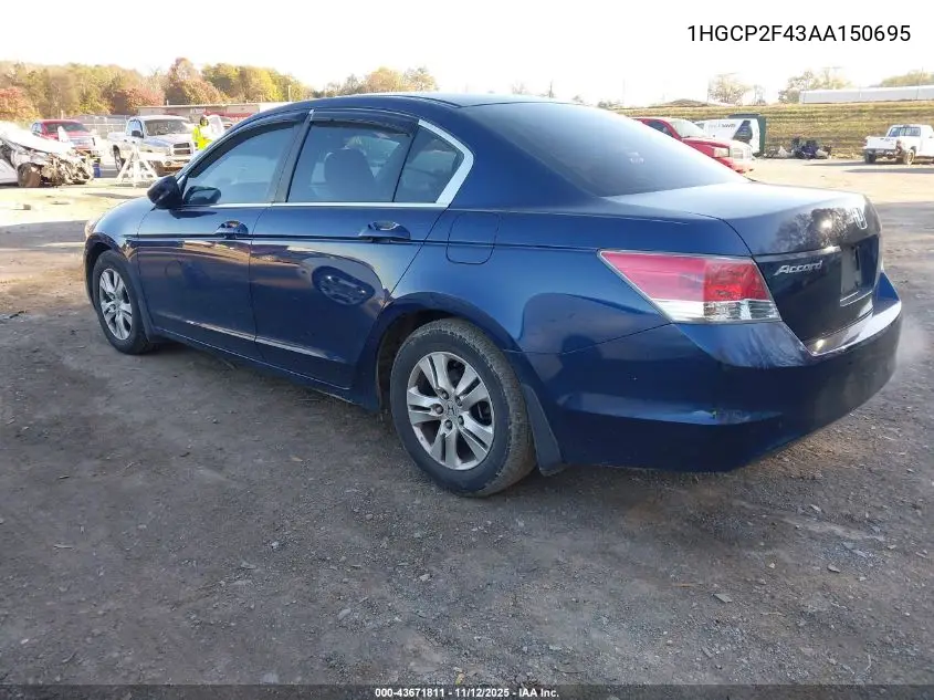 1HGCP2F43AA150695 2010 Honda Accord 2.4 Lx-P