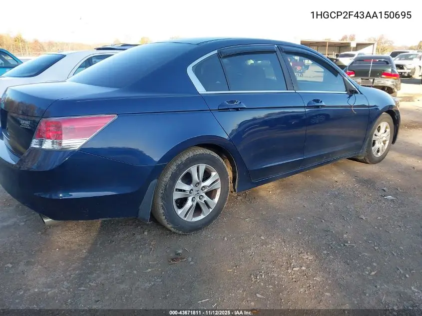 1HGCP2F43AA150695 2010 Honda Accord 2.4 Lx-P