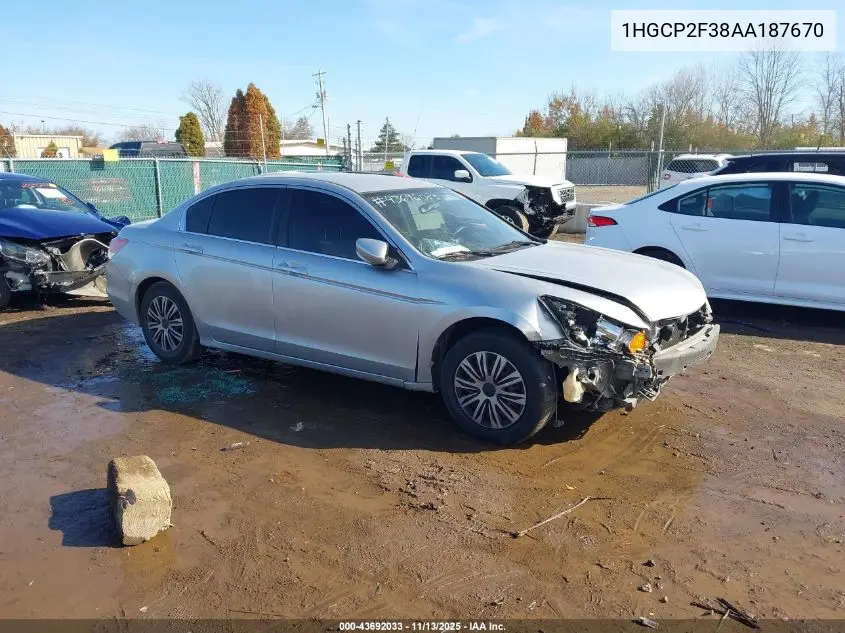 1HGCP2F38AA187670 2010 Honda Accord 2.4 Lx