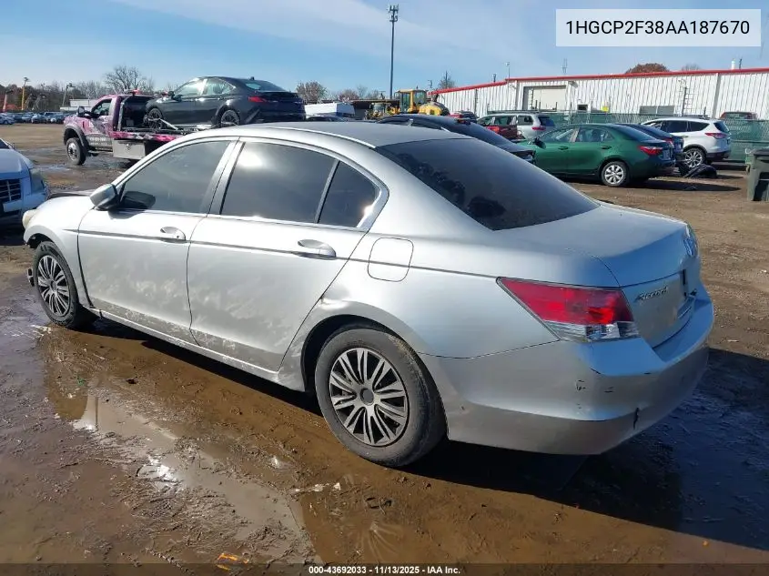 1HGCP2F38AA187670 2010 Honda Accord 2.4 Lx