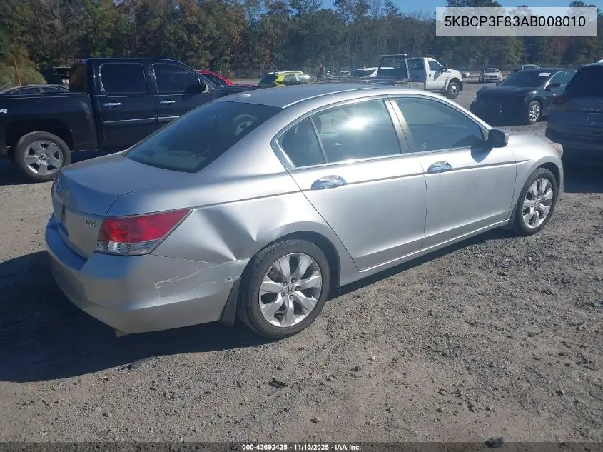 5KBCP3F83AB008010 2010 Honda Accord 3.5 Ex-L