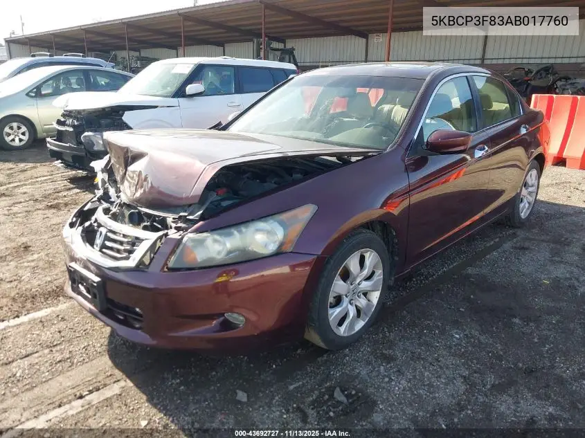 5KBCP3F83AB017760 2010 Honda Accord 3.5 Ex-L