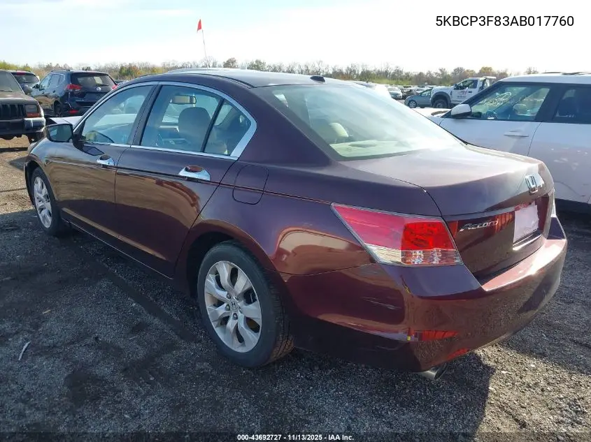 5KBCP3F83AB017760 2010 Honda Accord 3.5 Ex-L