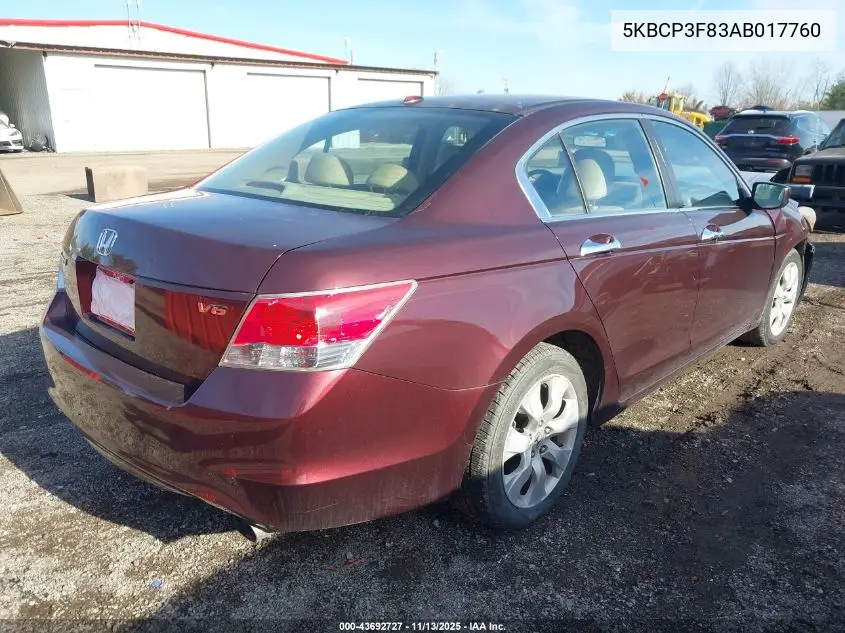 5KBCP3F83AB017760 2010 Honda Accord 3.5 Ex-L