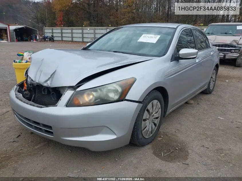 1HGCP2F34AA085833 2010 Honda Accord 2.4 Lx