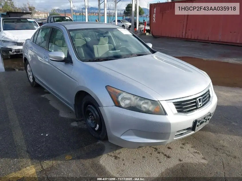 1HGCP2F43AA035918 2010 Honda Accord 2.4 Lx-P