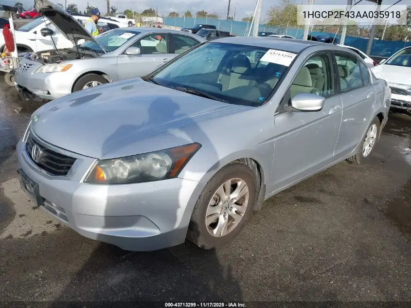 1HGCP2F43AA035918 2010 Honda Accord 2.4 Lx-P
