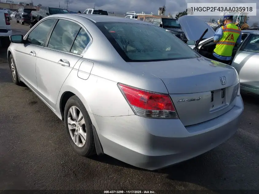 1HGCP2F43AA035918 2010 Honda Accord 2.4 Lx-P