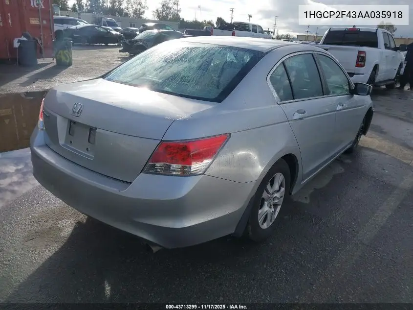 1HGCP2F43AA035918 2010 Honda Accord 2.4 Lx-P