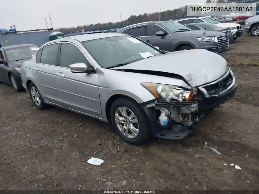 1HGCP2F46AA188163 2010 Honda Accord 2.4 Lx-P