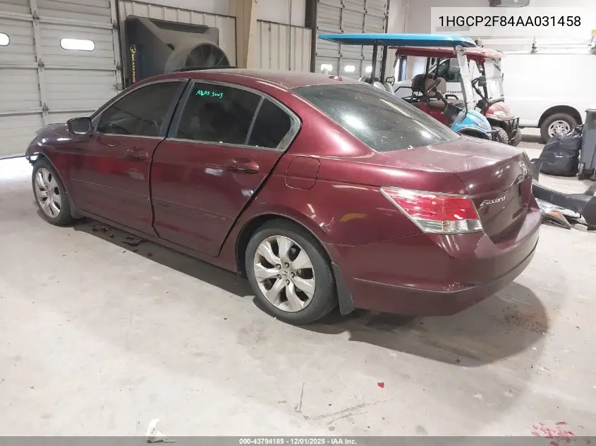 1HGCP2F84AA031458 2010 Honda Accord 2.4 Ex-L