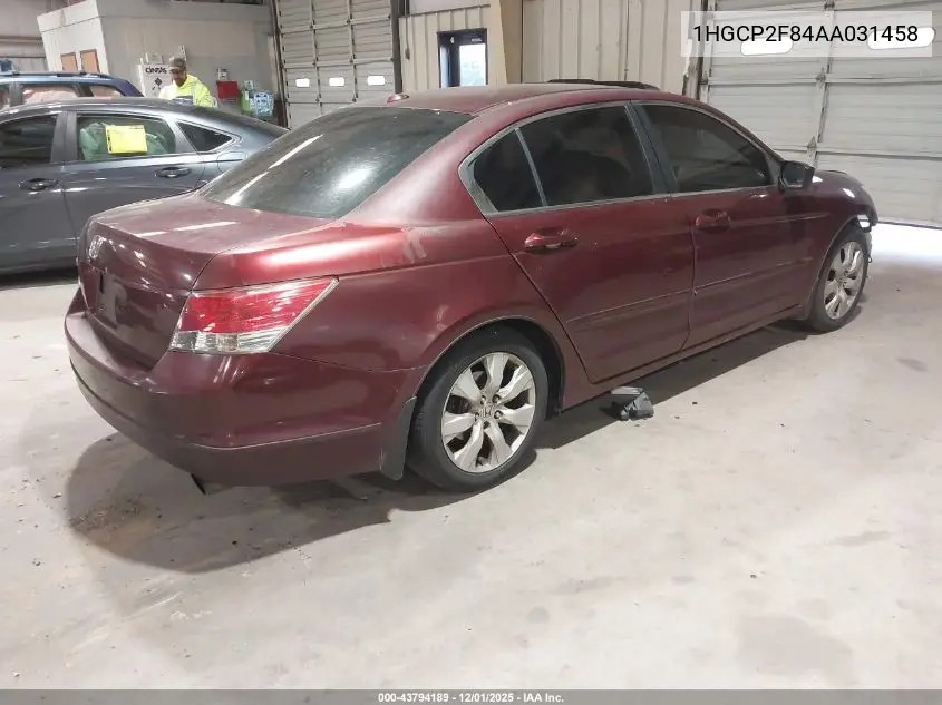 1HGCP2F84AA031458 2010 Honda Accord 2.4 Ex-L