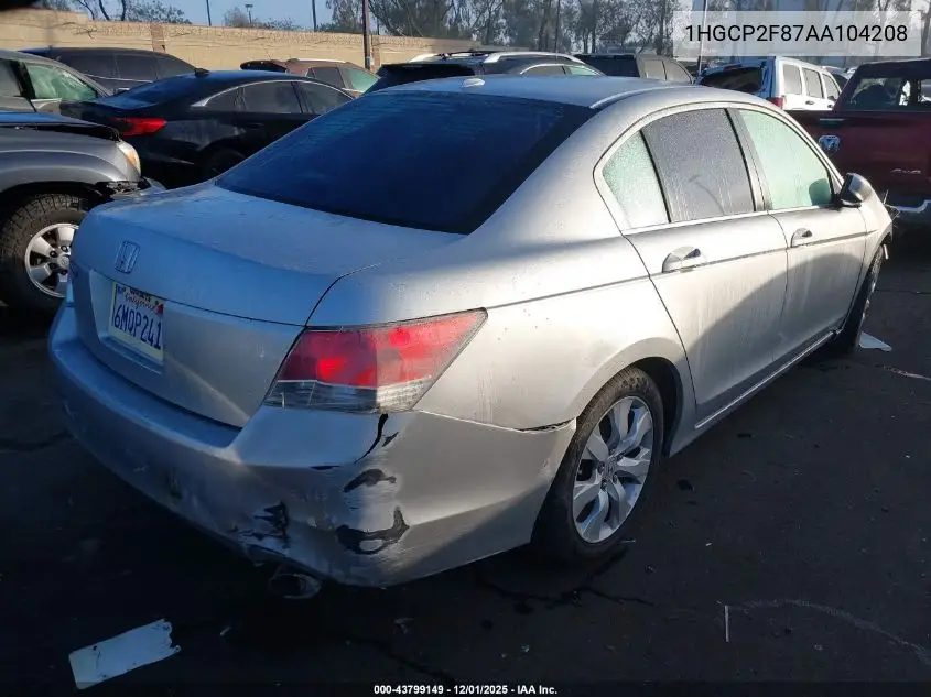 1HGCP2F87AA104208 2010 Honda Accord 2.4 Ex-L