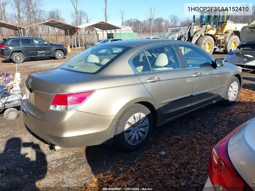 1HGCP2F35AA152410 2010 Honda Accord 2.4 Lx