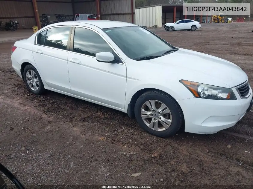 1HGCP2F43AA043842 2010 Honda Accord 2.4 Lx-P