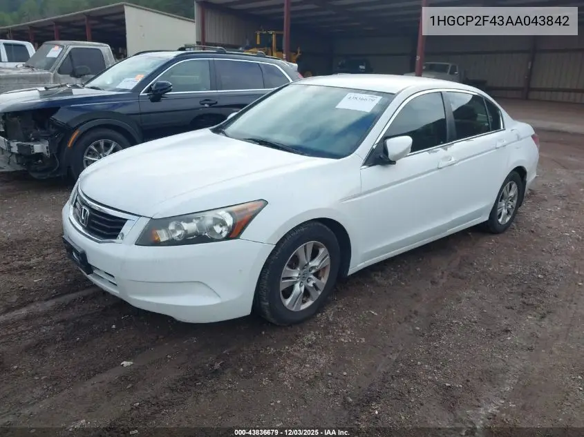 1HGCP2F43AA043842 2010 Honda Accord 2.4 Lx-P