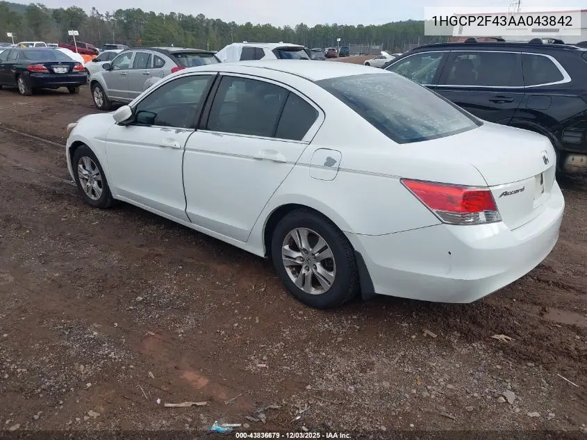 1HGCP2F43AA043842 2010 Honda Accord 2.4 Lx-P